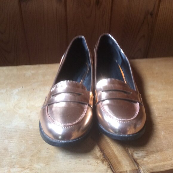 ASOS Metallic Copper Penny Loafer Classic Slip On Flats Size 6 - Picture 3 of 9